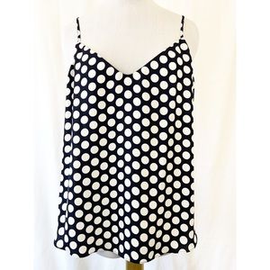 NWT J. Crew silk navy and white polka dot cami size 14
